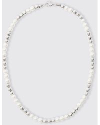 Boohoo - Metal Bead And Pearl Necklace - Lyst