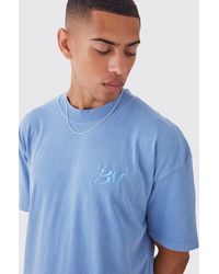 BoohooMAN - Oversized Distressed Washed Embroidered T-shirt - Lyst