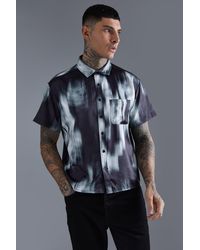Boohoo - Short Sleeve Boxy Satin Tie Dye Shirt - Lyst