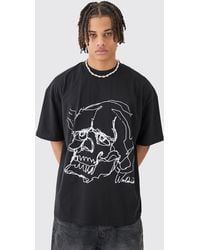 BoohooMAN - Oversized Boxy Extended Neck Skull T-shirt - Lyst
