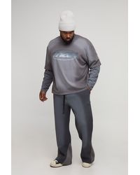 BoohooMAN - Plus Oversized Boxy Embossed Washed Faux Layer T-Shirt & Relaxed Jogger Set - Lyst