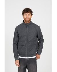 BoohooMAN - Brave Soul Faux Wool Funnel Neck Bomber Style Jacket - Lyst