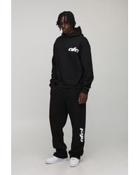 BoohooMAN - Tall Oversized Boxy Ofcl Print Hoodie & Baggy Fit Extended Drawcord Jogger Tracksuit - Lyst