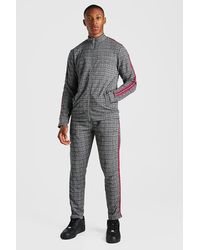 man signature skinny fit jacquard tracksuit with tape