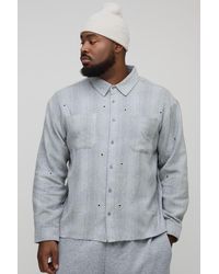 Boohoo - Plus Oversized Distressed Hardware Detail Flannel Check Shirt - Lyst