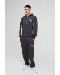 BoohooMAN - Oversized Boxy M Star Panelled Zip Through Hooded Tracksuit - Lyst