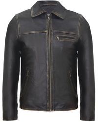 BoohooMAN - Infinity Leather Cow Hide Leather Biker Jacket - Lyst