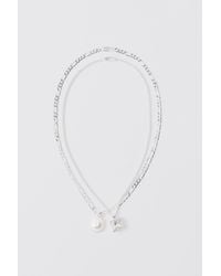 BoohooMAN - Multi Layer Pearl Pendant Necklace - Lyst