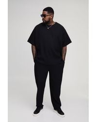 Boohoo - Plus Oversized Pleated T-Shirt & Relaxed Trouser Set - Lyst