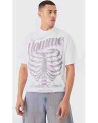 BoohooMAN - Oversized Boxy Raw Hem Love Heart Rib Cage T-shirt - Lyst