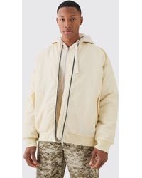 BoohooMAN - Oversized Nylon Bomber With Ruched Sleeves - Lyst