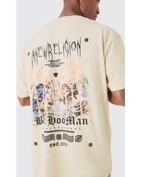 BoohooMAN - Oversized Washed Anew Religion Print T-shirt - Lyst