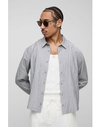BoohooMAN - Regular Fit Crinkle Cotton Long Sleeve Shirt - Lyst