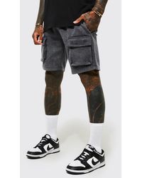 BoohooMAN - Loose Fit Washed Cargo Jersey Shorts - Lyst