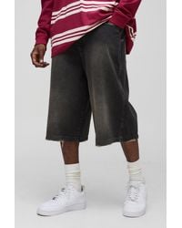 BoohooMAN - Tall Relaxed Fit Longline Tinted Nibbled Pocket Denim Jorts - Lyst
