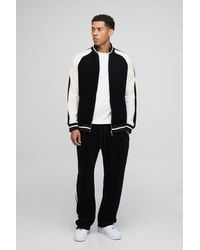 BoohooMAN - Regular Fit Velour Zip Through Funnel Neck Tracksuit - Lyst