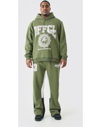 Boohoo - Plus Official 13 Hooded Gusset Tracksuit In Khaki - Lyst