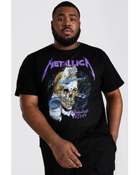 BoohooMAN Plus Size Metallica Skull License T-shirt - Black