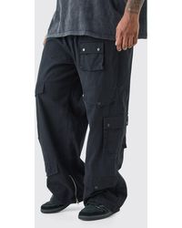 BoohooMAN - Plus Relaxed Fit Elastic Waist Cargo Pants - Lyst