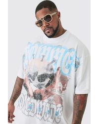 BoohooMAN - Plus World Wide Over The Seam Graphic T-shirt- In White - Lyst