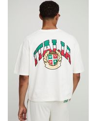 BoohooMAN Sfera Oversized Boxy Mesh Italia Printed Sports T