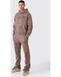 Boohoo - Boxy Distressed Applique Washed Stacked Tracksuit - Lyst