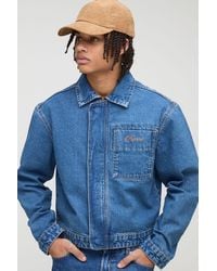 BoohooMAN - Regular Fit Concealed Placket Embroidered Jean Jacket - Lyst