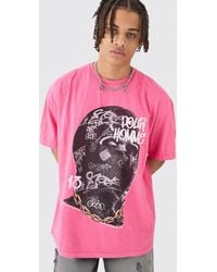 Boohoo - Oversized Extended Neck Mask Graphic T-Shirt - Lyst