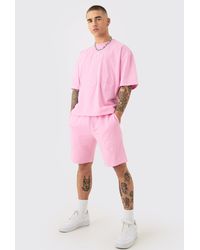 BoohooMAN - Oversized Boxy All Over Heart Applique T-shirt & Shorts Set - Lyst