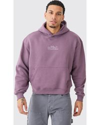BoohooMAN - Oversized Boxy Chain Stitch Offcl Embroidered Hoodie - Lyst