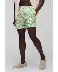 BoohooMAN - Mid Length Multi Lemon Printed Trunkss - Lyst