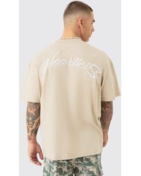 BoohooMAN - Oversized Extended Neck Heavyweight Slogan T-shirt - Lyst