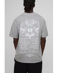 Boohoo - Camiseta Oversize Desteñida Worldwide Con Estampado Gráfico De Perro Gótico Y Cuello Extendido - Lyst