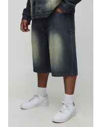 BoohooMAN - Plus Tinted Washed Longline Jorts - Lyst