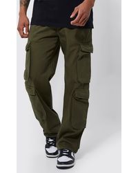 Boohoo - Fixed Waist Relaxed Peached Twill 3d Cargo Pants - Lyst