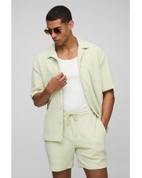BoohooMAN - Pantalón Y Camisa Oversize Elástica De Manga Corta Con Rombos - Lyst