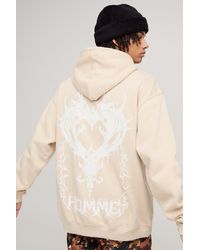 BoohooMAN - Oversized Gothic Homme Heart Graphic Hoodie - Lyst