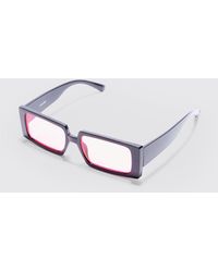 BoohooMAN - Rectangular Plastic Contrast Lens Sunglasses In Black - Lyst