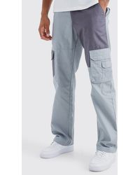 BoohooMAN - Tall Relaxed Fit Colour Block Tonal Branded Cargo Trouser - Lyst