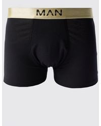 BoohooMAN - Dash Gold Waistband Boxers In Black - Lyst