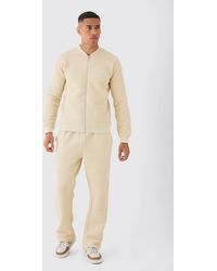 BoohooMAN - Boxy Quilted Herringbone Embroided Bomber Set - Lyst