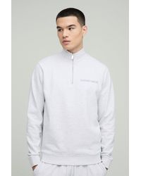 BoohooMAN - Regular Fit Edizione Heavyweight Zip Funnel Neck Sweatshirt - Lyst