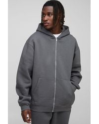 BoohooMAN - Tall Basic Oversized Zip Through Hoodie - Lyst