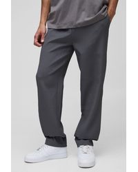 BoohooMAN - Straight Fit Technical Pleat Elasticated Waist Pants - Lyst
