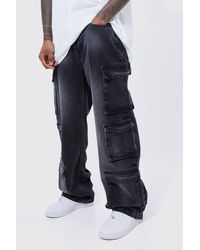 Boohoo - Baggy Rigid Multi Pocket Cargo Bleached Jeans - Lyst