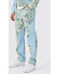 BoohooMAN - Relaxed Rigid Spliced Fabric Interest Distressed Jeans - Lyst