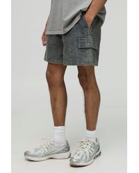 BoohooMAN - Elasticated Waist Boxer Fit Washed Ripstop Cargo Shorts - Lyst