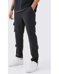 BoohooMAN - Technical Stretch 3d Cargo Pocket Trousers - Lyst
