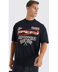 BoohooMAN - Tall Oversized Moto Racing Print T-shirt - Lyst