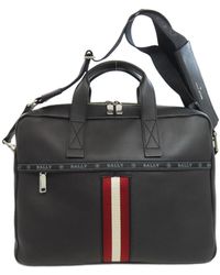 BoohooMAN - Bally Preloved Leather Briefcase With Stripe Detail Unisex - Black - Lyst